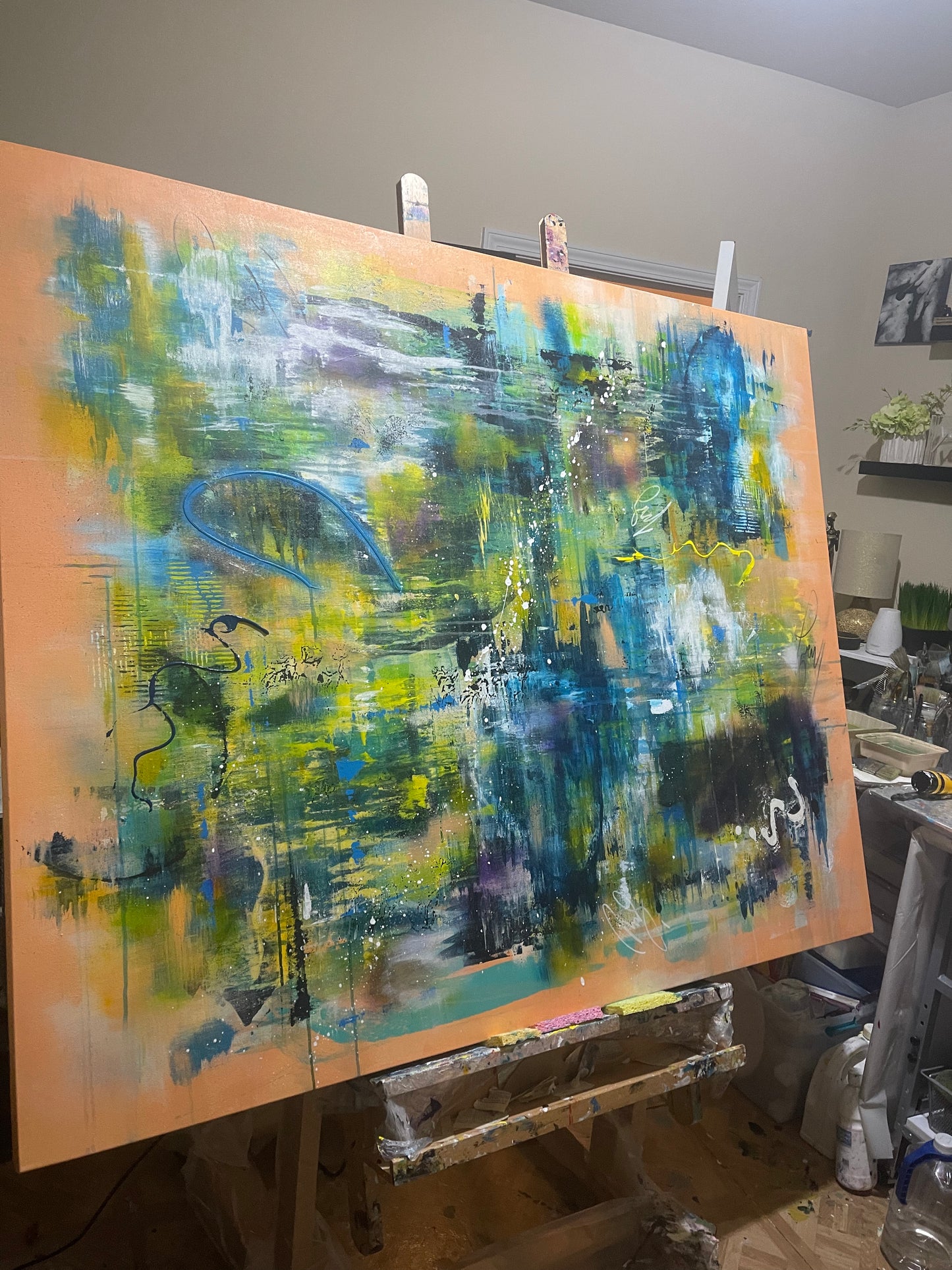 Pretty & Peach #1 (48x60 Gallery Wrapped Canvas) or 10 Months Interest Free with Art Money