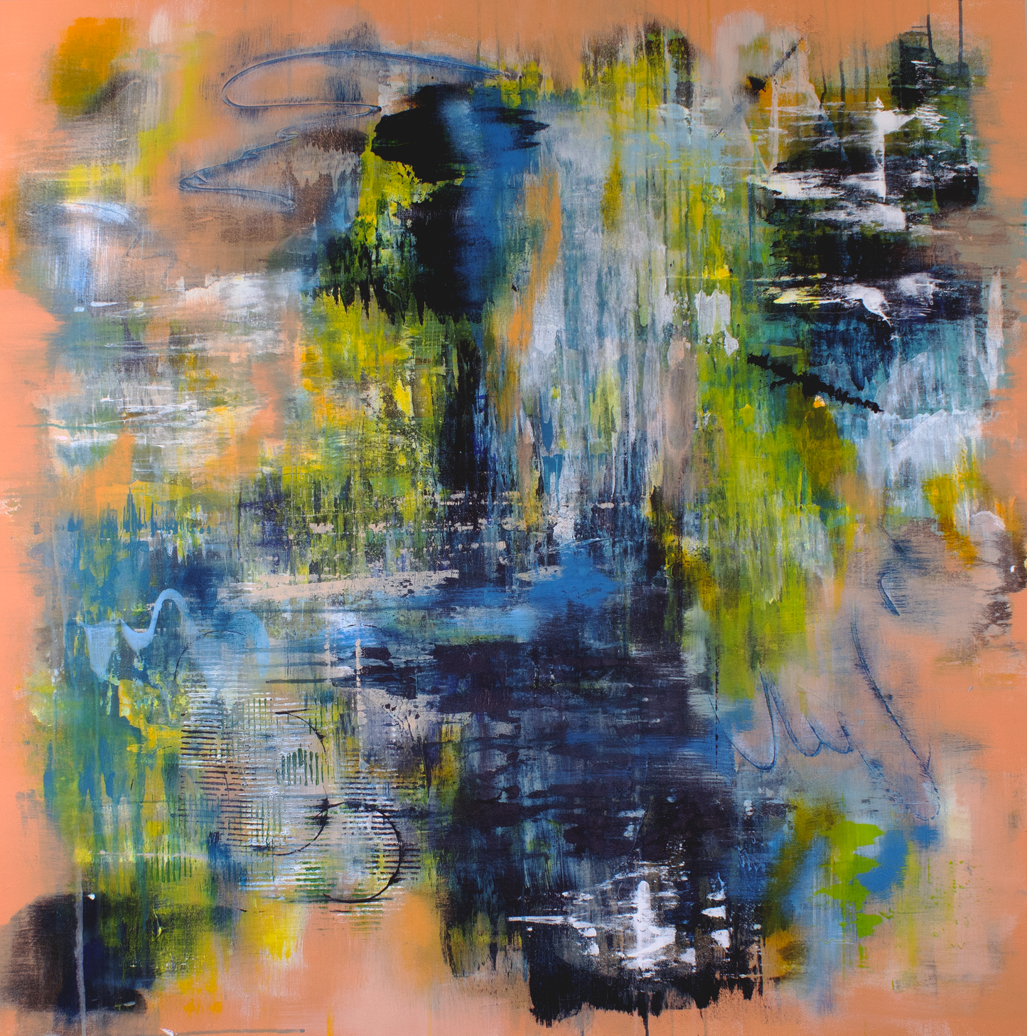 Pretty & Peach #2 (48x48 Gallery Wrapped Canvas) or 10 Months Interest Free with Art Money