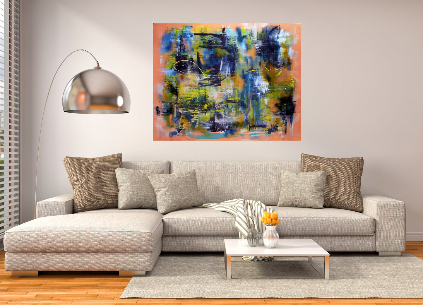 Pretty & Peach #1 (48x60 Gallery Wrapped Canvas) or 10 Months Interest Free with Art Money